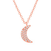 0.06ct 14k Rose Gold Crescent Moon Necklace